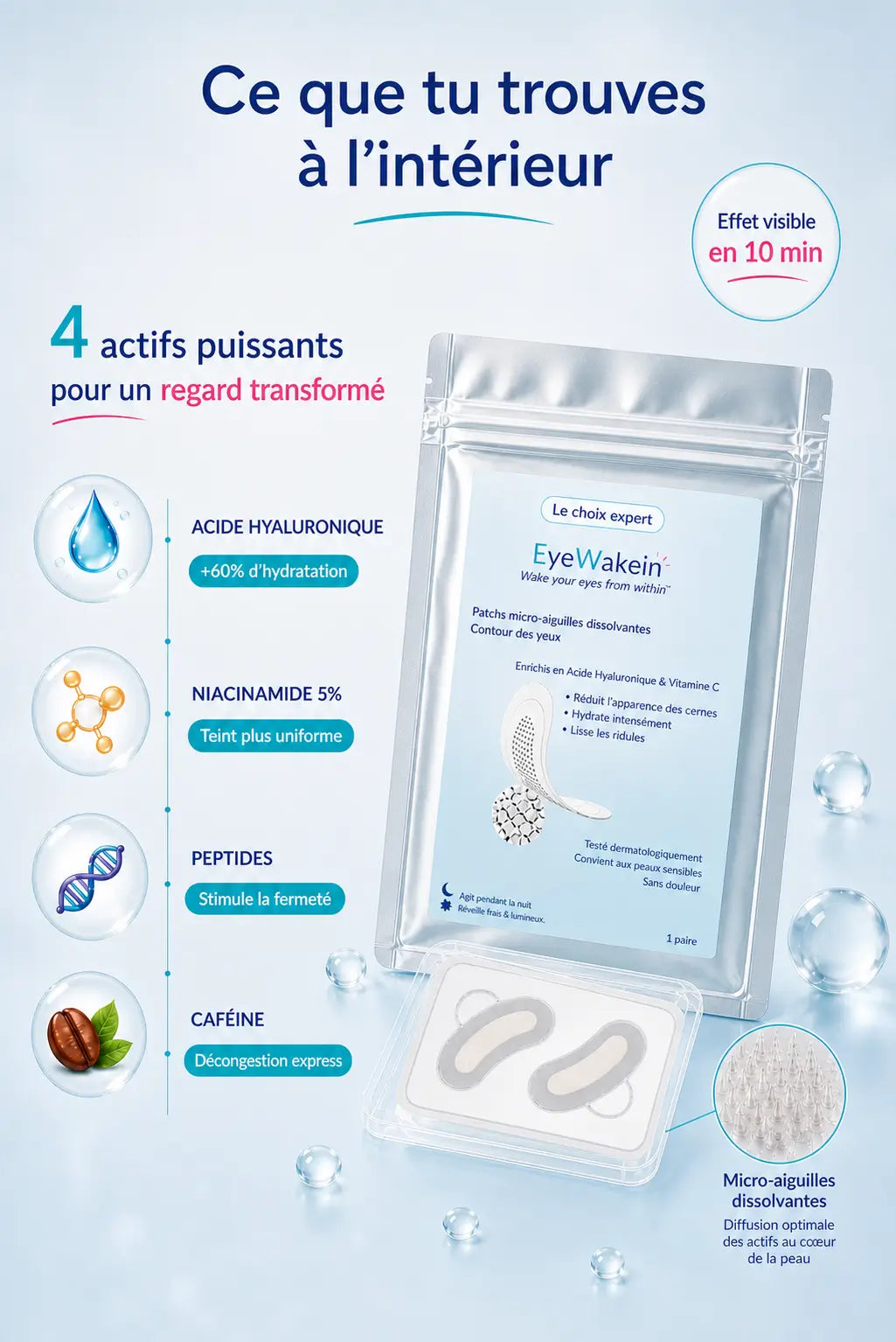 Patchs micro-aiguilles régénérant – Regard reposé en 10 minutes